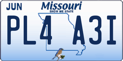 MO license plate PL4A3I
