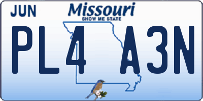 MO license plate PL4A3N