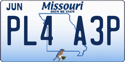 MO license plate PL4A3P