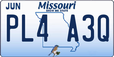 MO license plate PL4A3Q