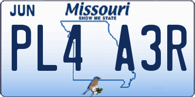 MO license plate PL4A3R