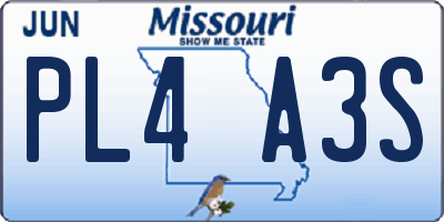 MO license plate PL4A3S