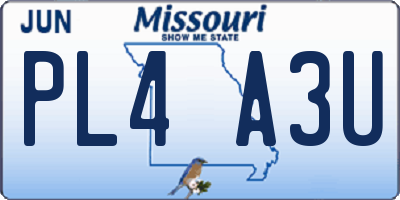 MO license plate PL4A3U