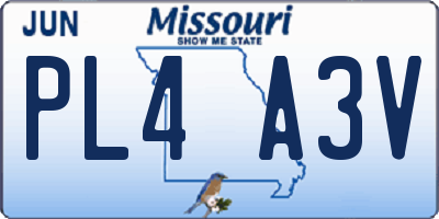 MO license plate PL4A3V