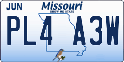 MO license plate PL4A3W