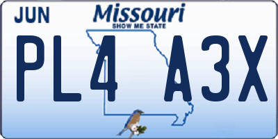 MO license plate PL4A3X