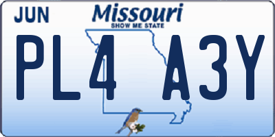 MO license plate PL4A3Y