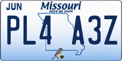 MO license plate PL4A3Z