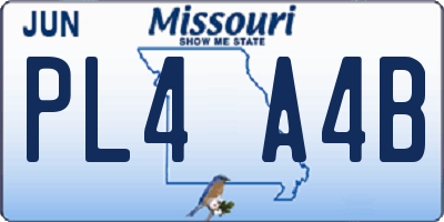 MO license plate PL4A4B