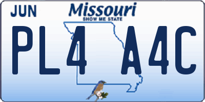 MO license plate PL4A4C