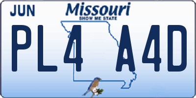 MO license plate PL4A4D
