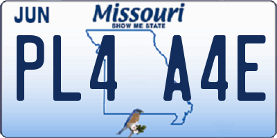 MO license plate PL4A4E