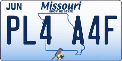 MO license plate PL4A4F