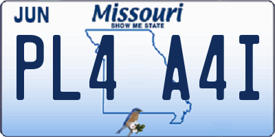 MO license plate PL4A4I