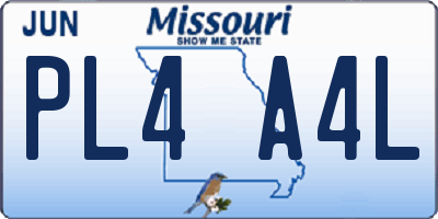 MO license plate PL4A4L