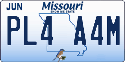 MO license plate PL4A4M