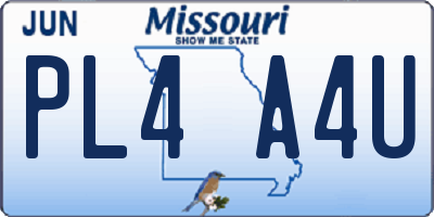 MO license plate PL4A4U
