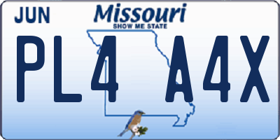 MO license plate PL4A4X