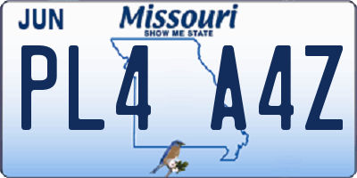 MO license plate PL4A4Z