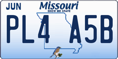 MO license plate PL4A5B