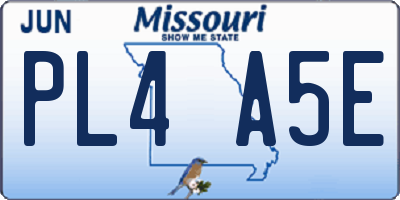 MO license plate PL4A5E
