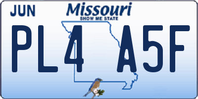 MO license plate PL4A5F