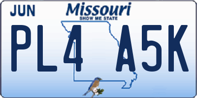 MO license plate PL4A5K