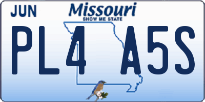 MO license plate PL4A5S