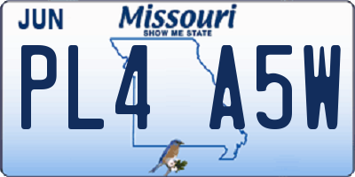 MO license plate PL4A5W