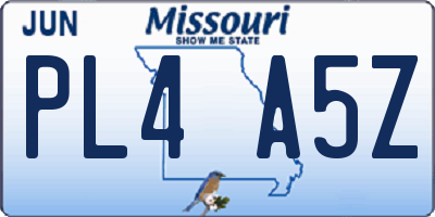 MO license plate PL4A5Z