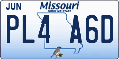 MO license plate PL4A6D
