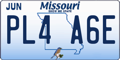 MO license plate PL4A6E