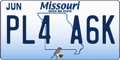 MO license plate PL4A6K