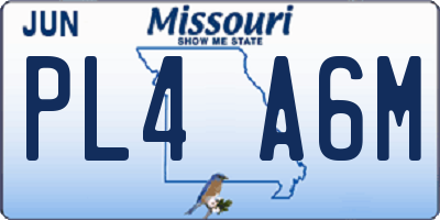 MO license plate PL4A6M