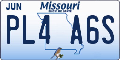 MO license plate PL4A6S