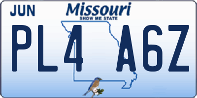 MO license plate PL4A6Z