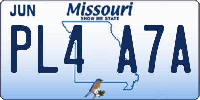 MO license plate PL4A7A