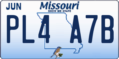 MO license plate PL4A7B