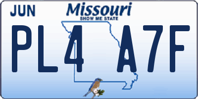 MO license plate PL4A7F