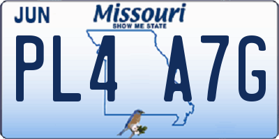 MO license plate PL4A7G