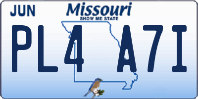MO license plate PL4A7I