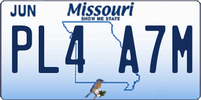 MO license plate PL4A7M