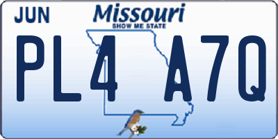 MO license plate PL4A7Q