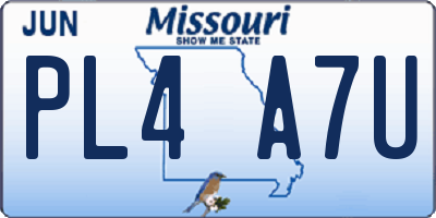MO license plate PL4A7U