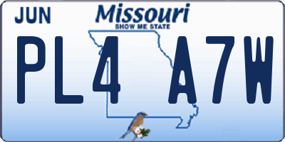 MO license plate PL4A7W