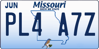 MO license plate PL4A7Z