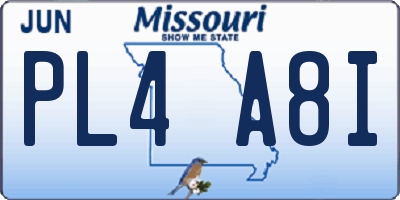 MO license plate PL4A8I