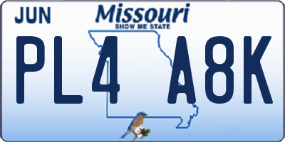 MO license plate PL4A8K