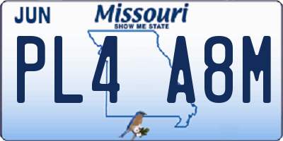 MO license plate PL4A8M