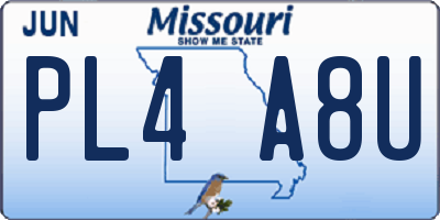 MO license plate PL4A8U